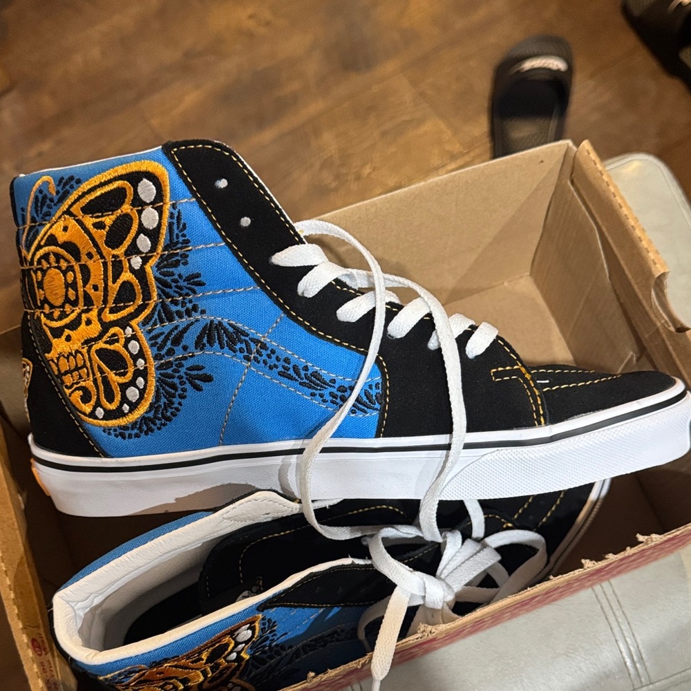 High-Top Sneakers with Butterfly and Skull Design